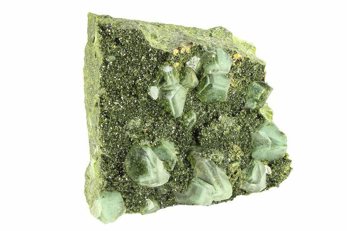 Sparkling Dark Green Epidote Crystals with Quartz - Turkey #301743